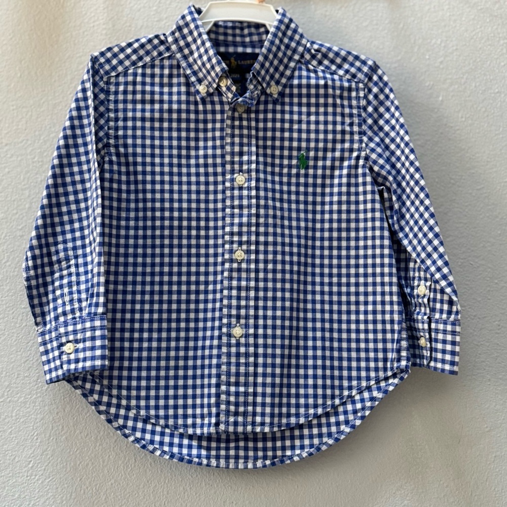 Ralph Lauren Blue and White Checkered Kids Shirt